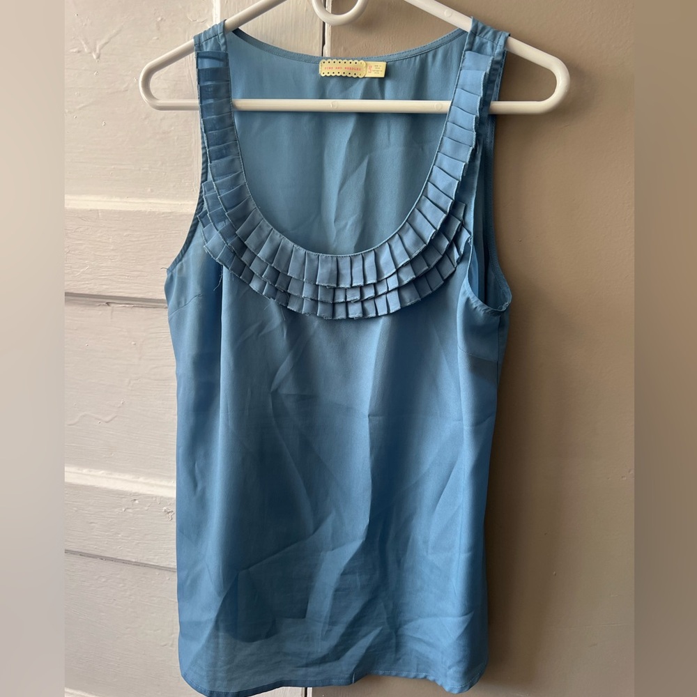 Blue Sleeveless Top with Ruffle Size L